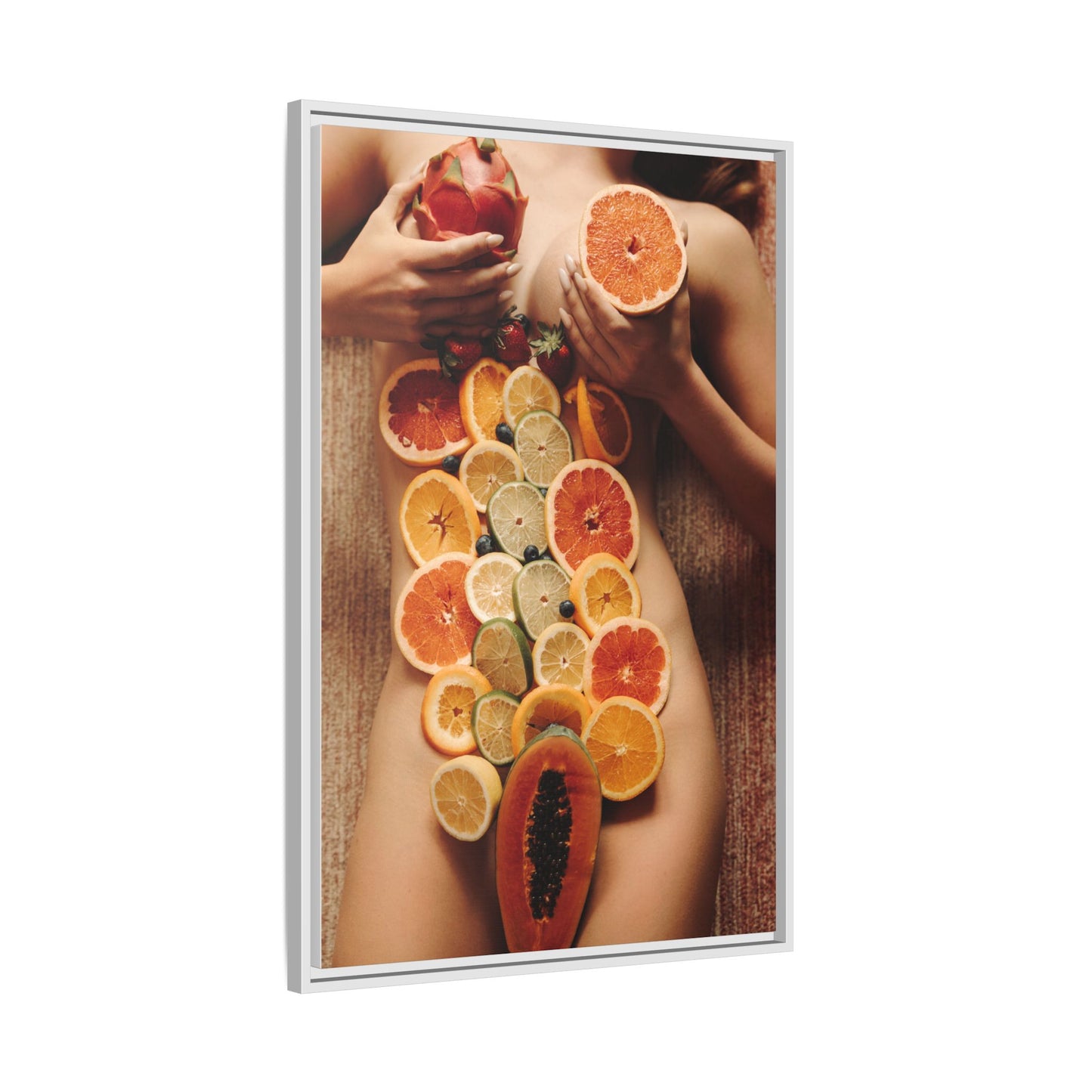Framed Matte Canvas Art — Sensual Fruit Still Life Wall Decor