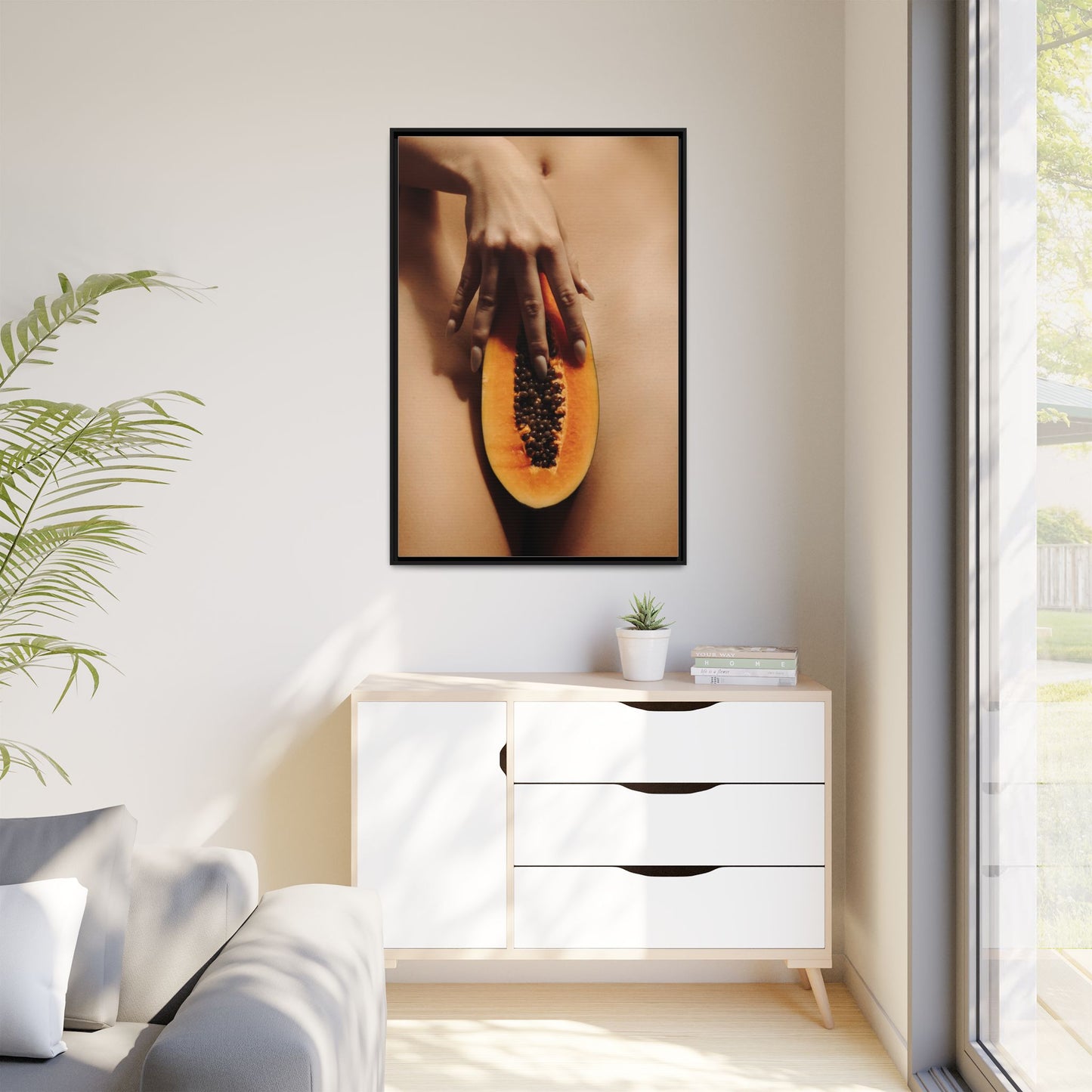 Framed Matte Canvas Art — Sensual Papaya Photo Print
