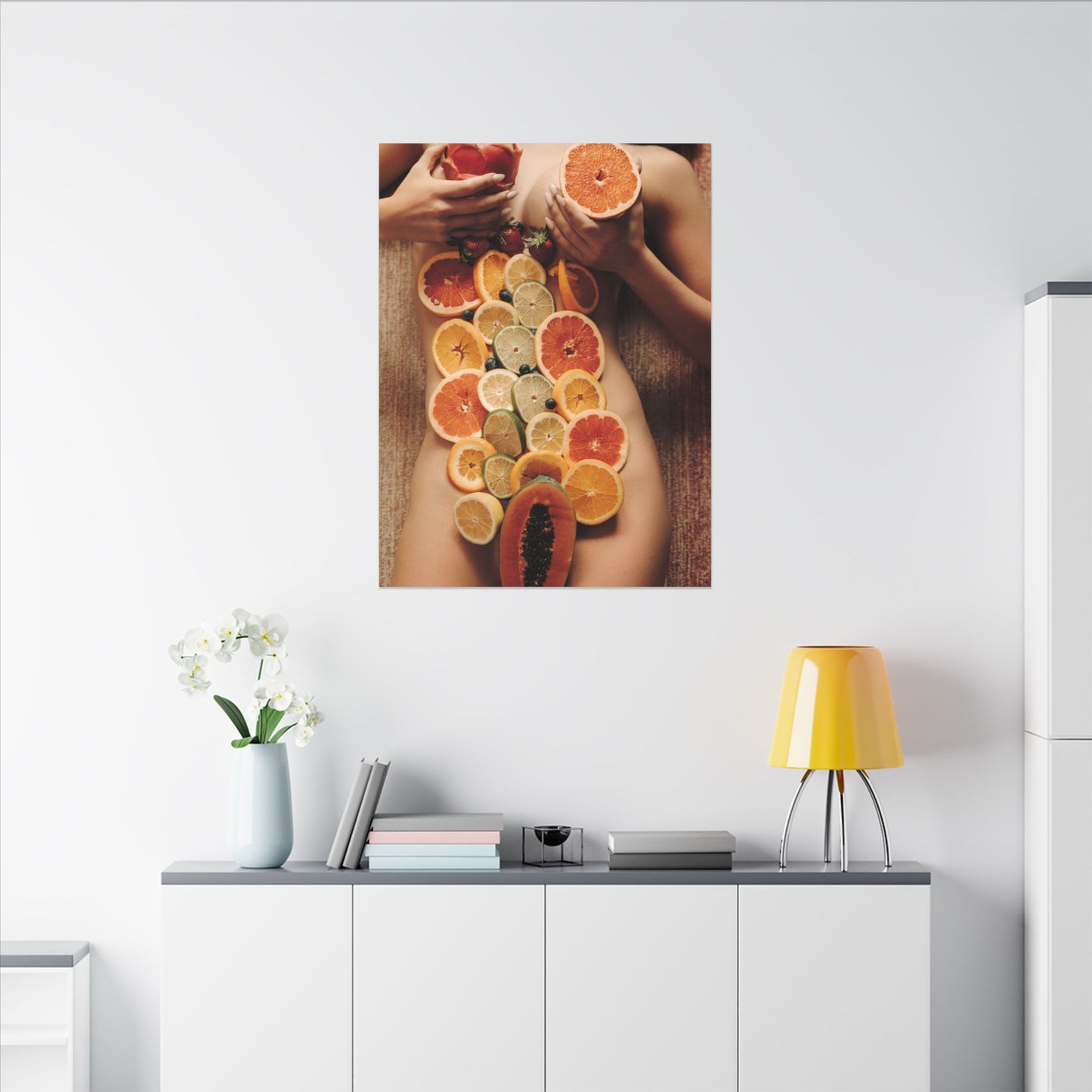Nude Body Fruit Still Life Matte Canvas Wall Art