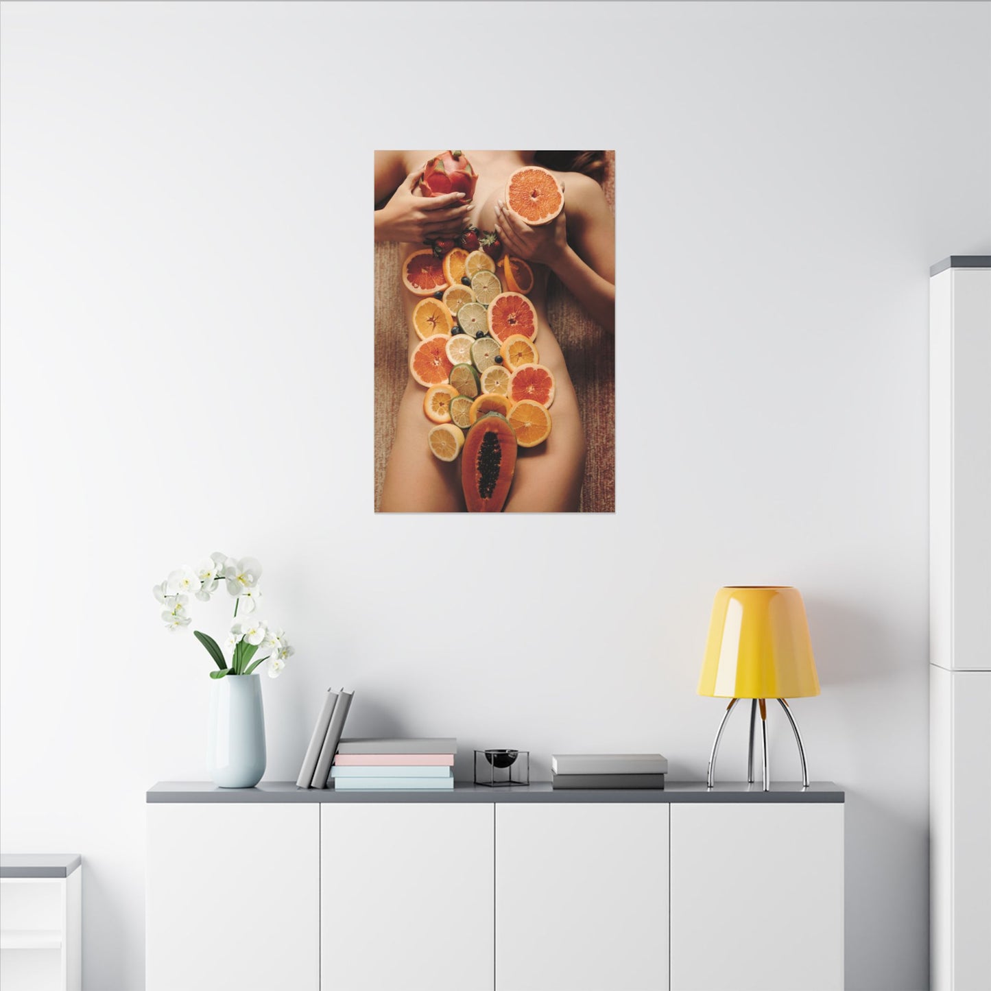 Nude Body Fruit Still Life Matte Canvas Wall Art