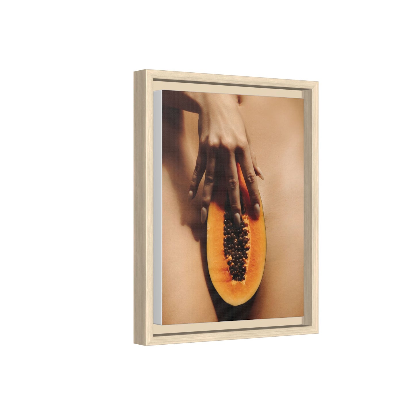 Framed Matte Canvas Art — Sensual Papaya Photo Print