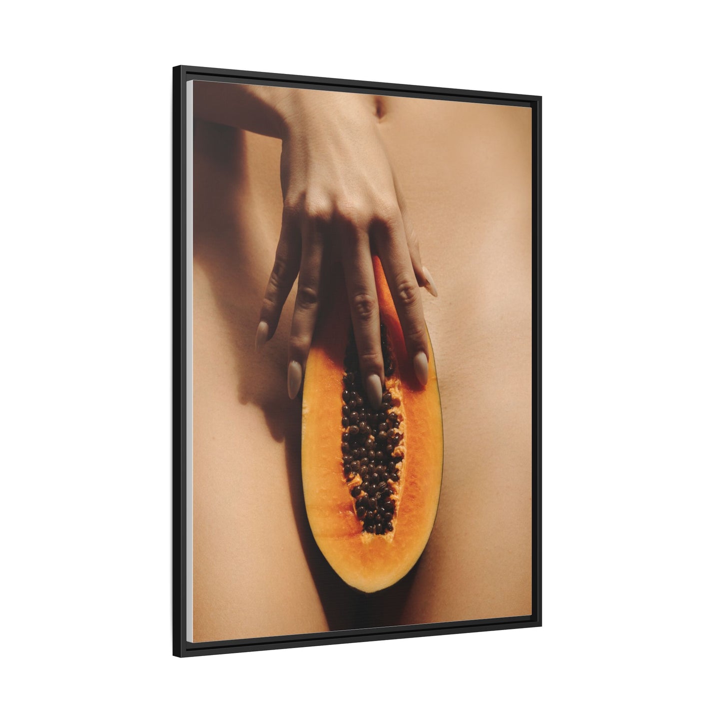 Framed Matte Canvas Art — Sensual Papaya Photo Print