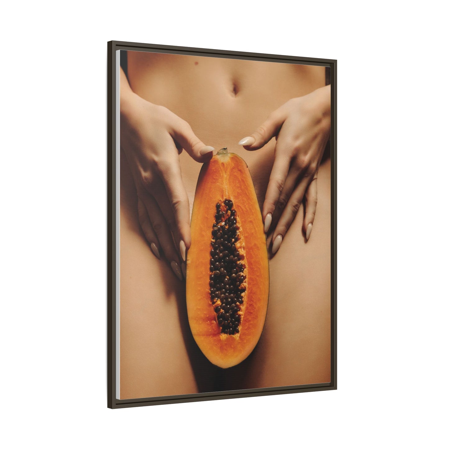 Framed Matte Canvas - Sensual Papaya Nude Art Print