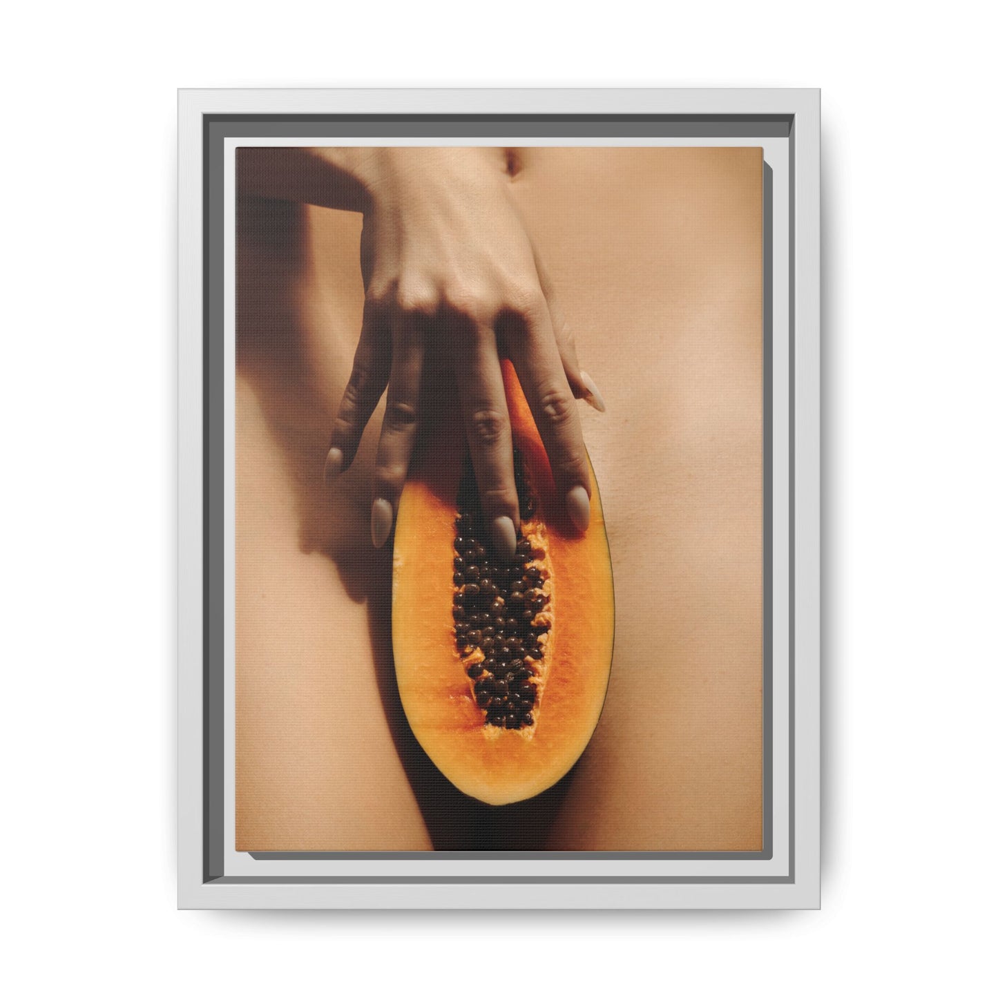 Framed Matte Canvas Art — Sensual Papaya Photo Print