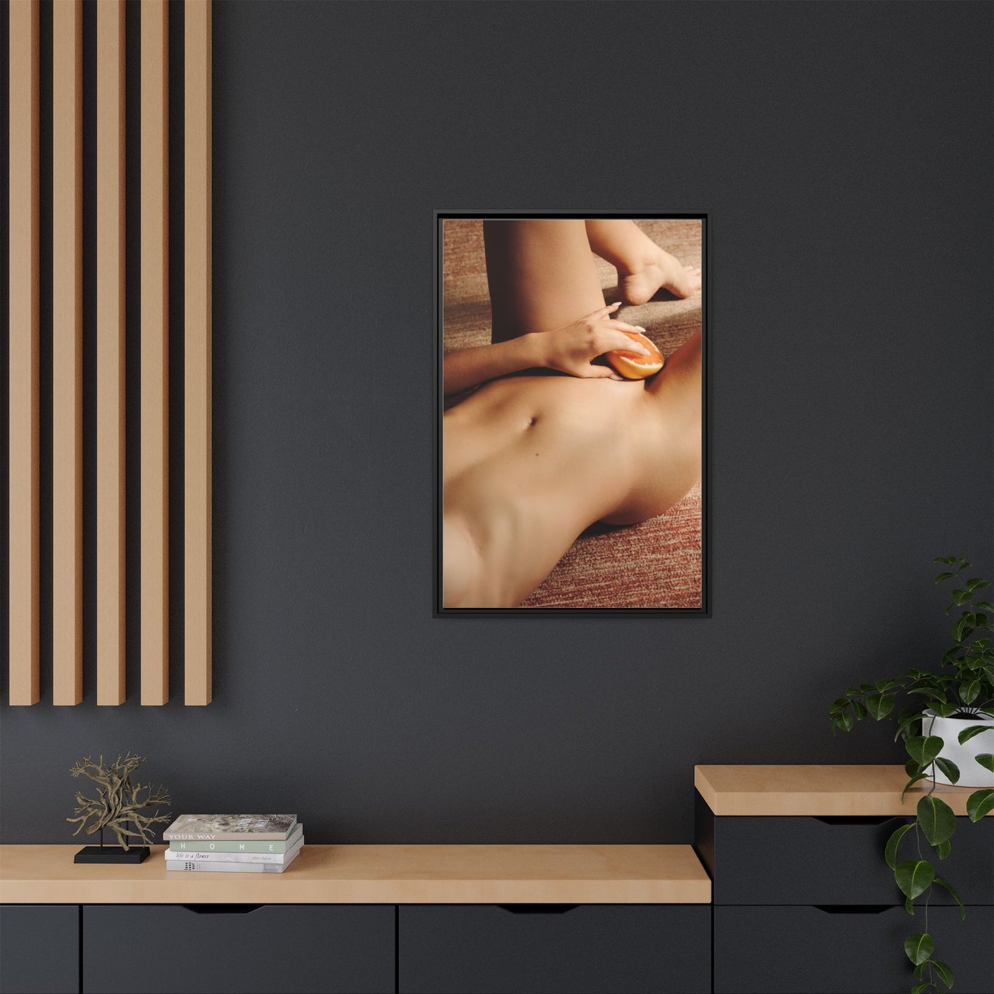 Art Print — Sensual Peach Body Matte Canvas Framed Wall Art