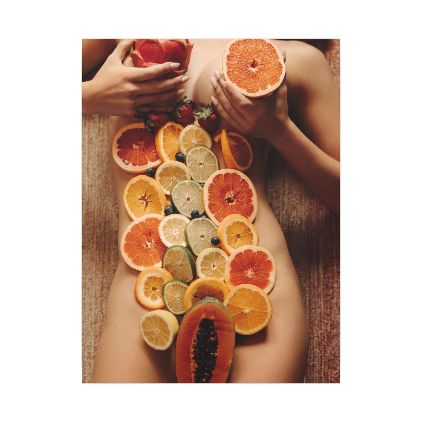 Nude Body Fruit Still Life Matte Canvas Wall Art
