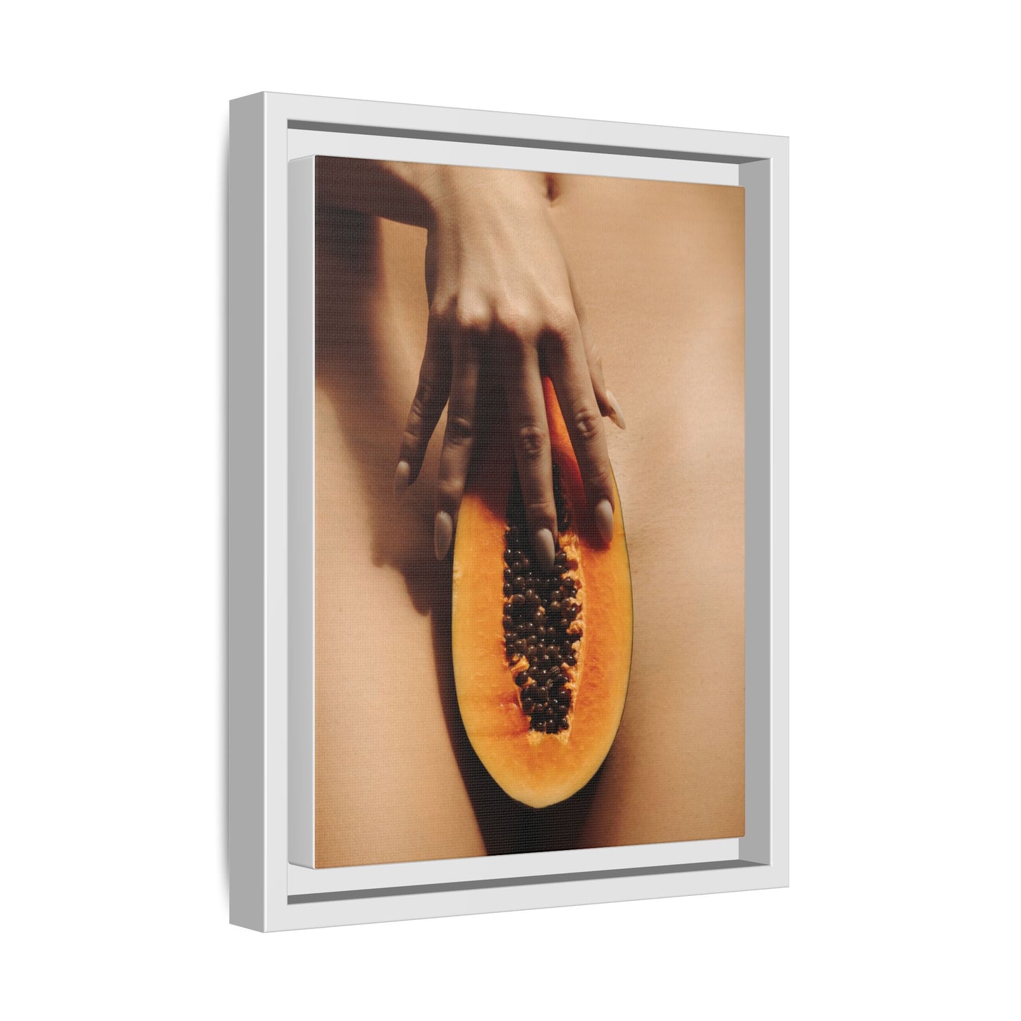 Framed Matte Canvas Art — Sensual Papaya Photo Print