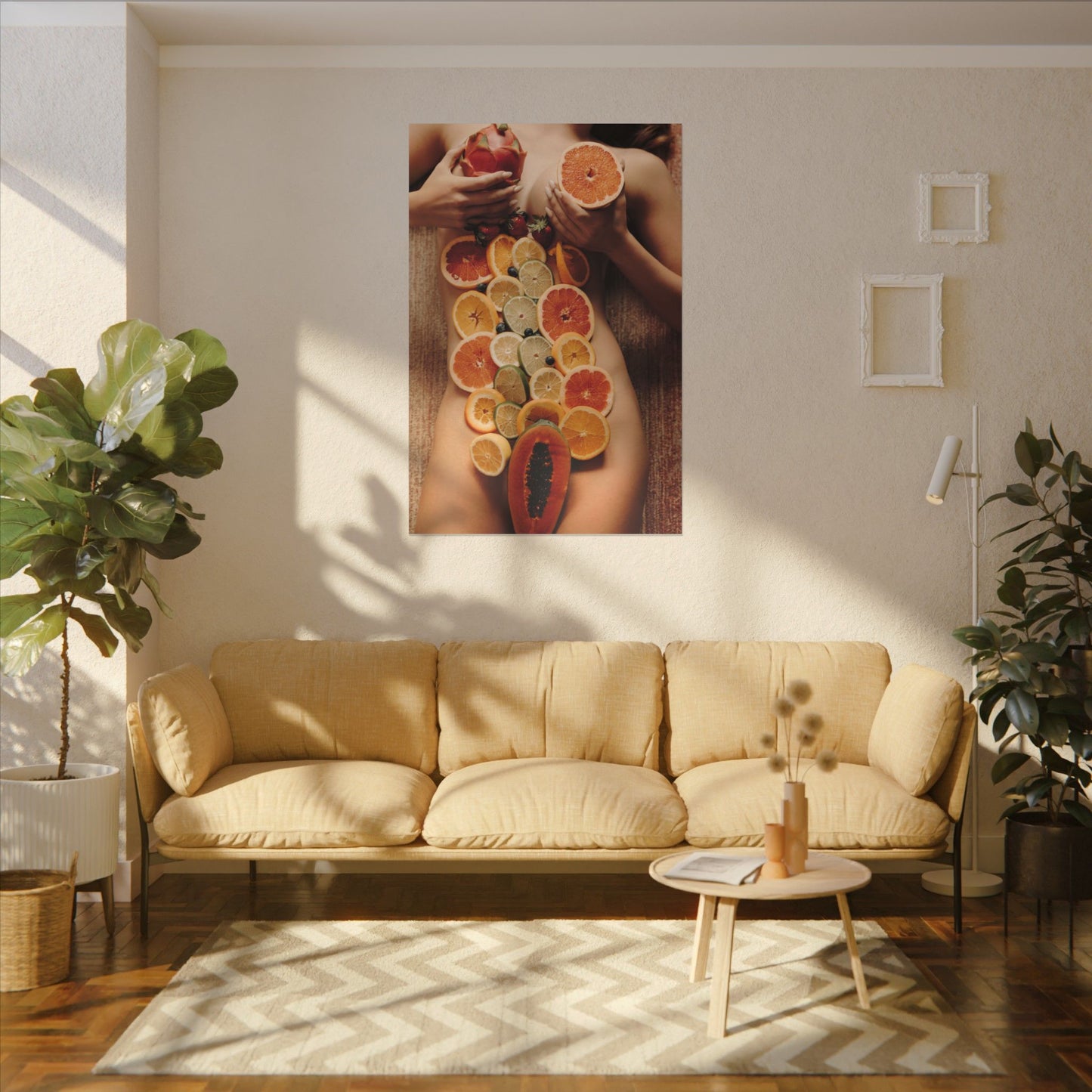 Nude Body Fruit Still Life Matte Canvas Wall Art