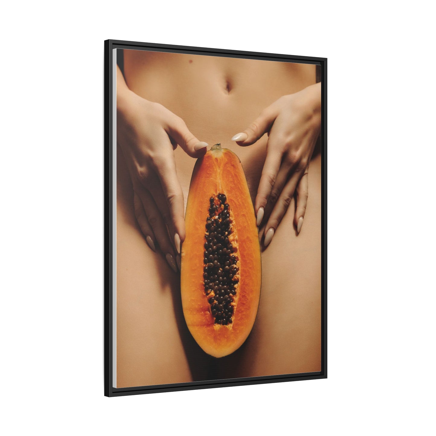 Framed Matte Canvas - Sensual Papaya Nude Art Print