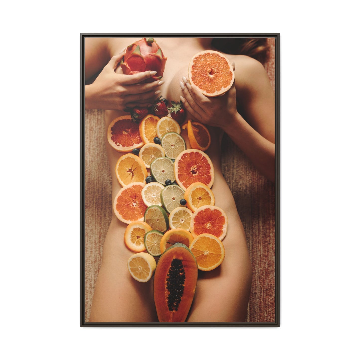 Framed Matte Canvas Art — Sensual Fruit Still Life Wall Decor