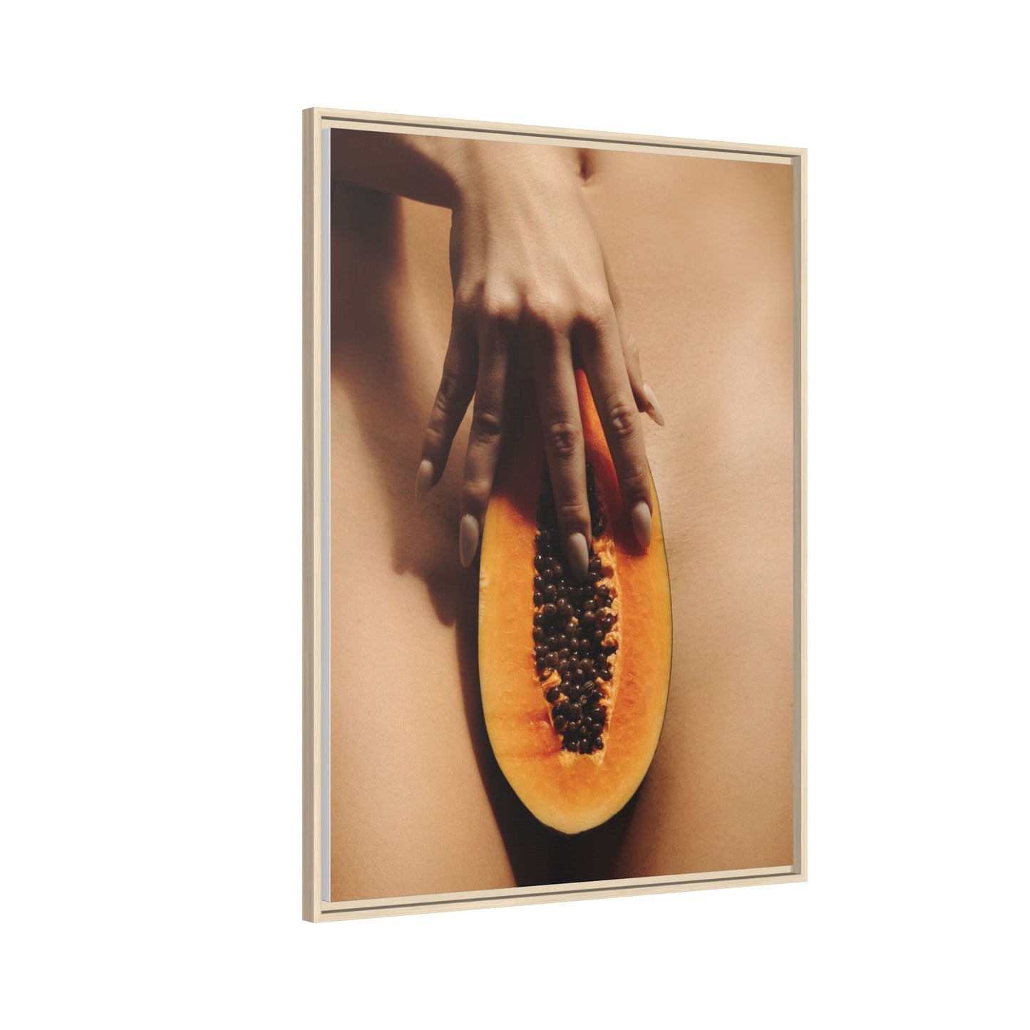 Framed Matte Canvas Art — Sensual Papaya Photo Print