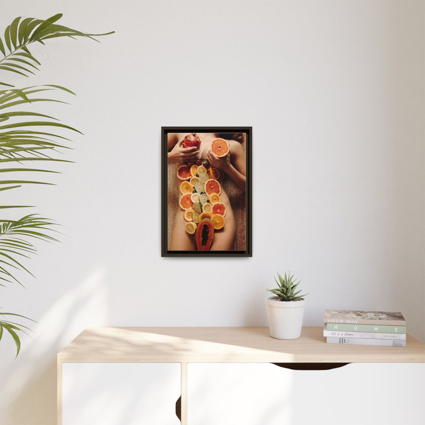 Framed Matte Canvas Art — Sensual Fruit Still Life Wall Decor