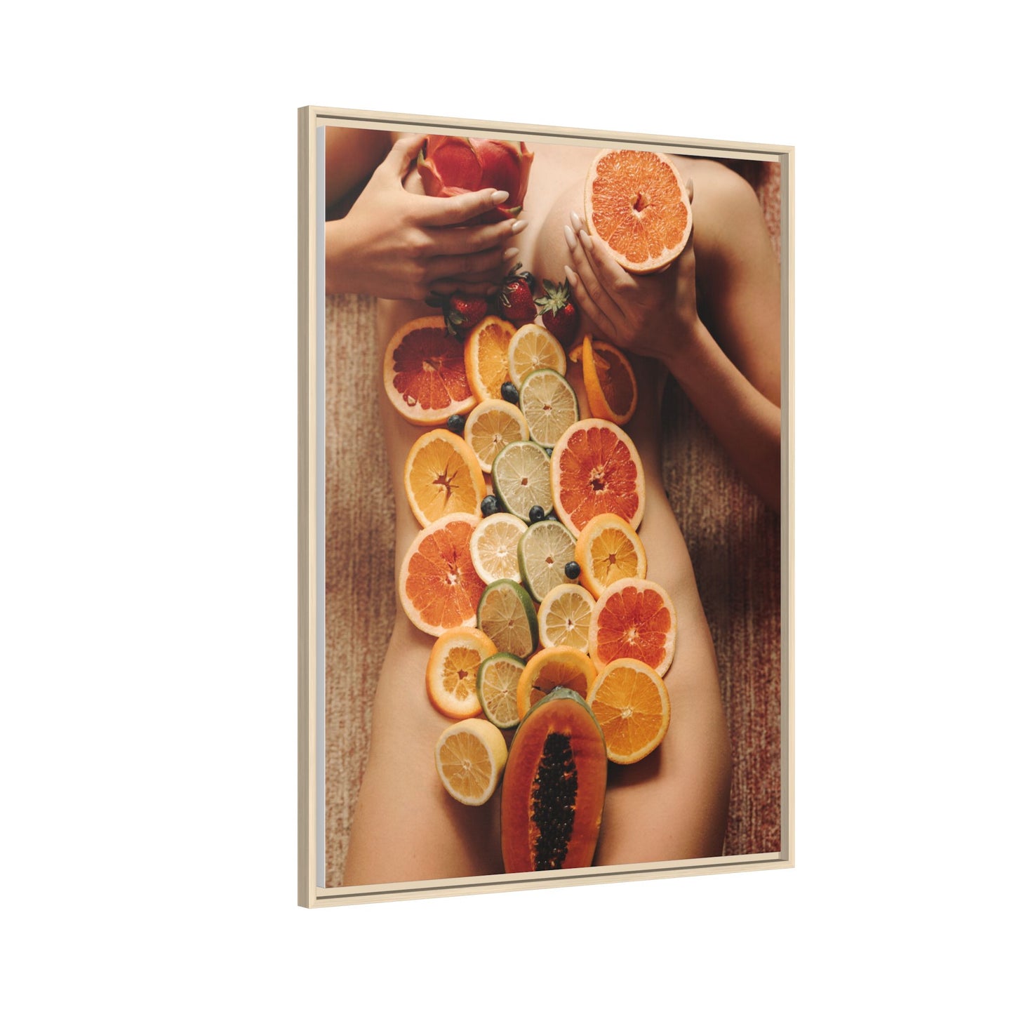 Framed Matte Canvas Art — Sensual Fruit Still Life Wall Decor