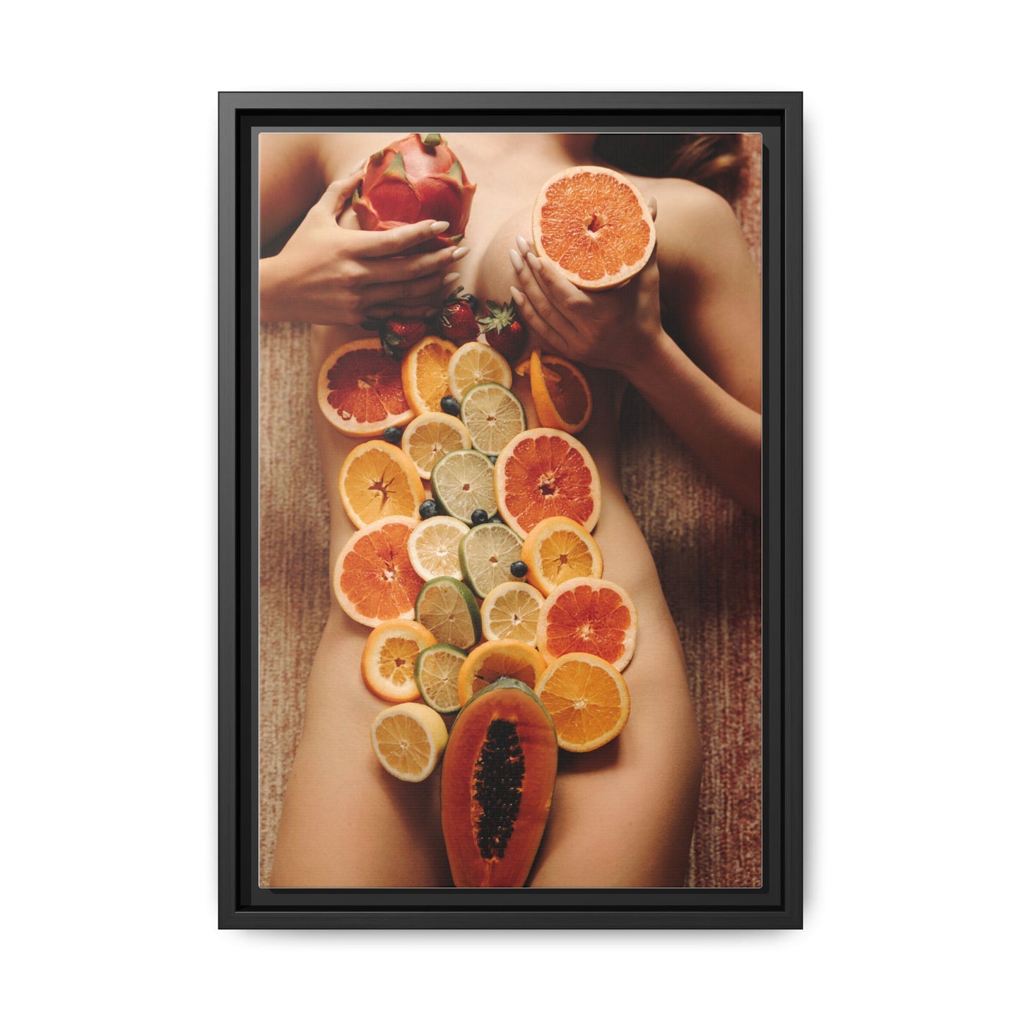 Framed Matte Canvas Art — Sensual Fruit Still Life Wall Decor