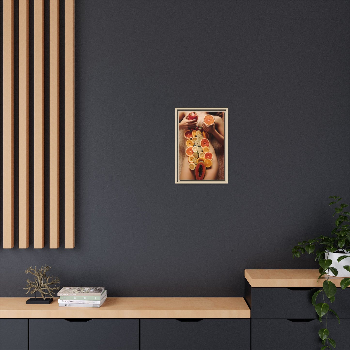 Framed Matte Canvas Art — Sensual Fruit Still Life Wall Decor