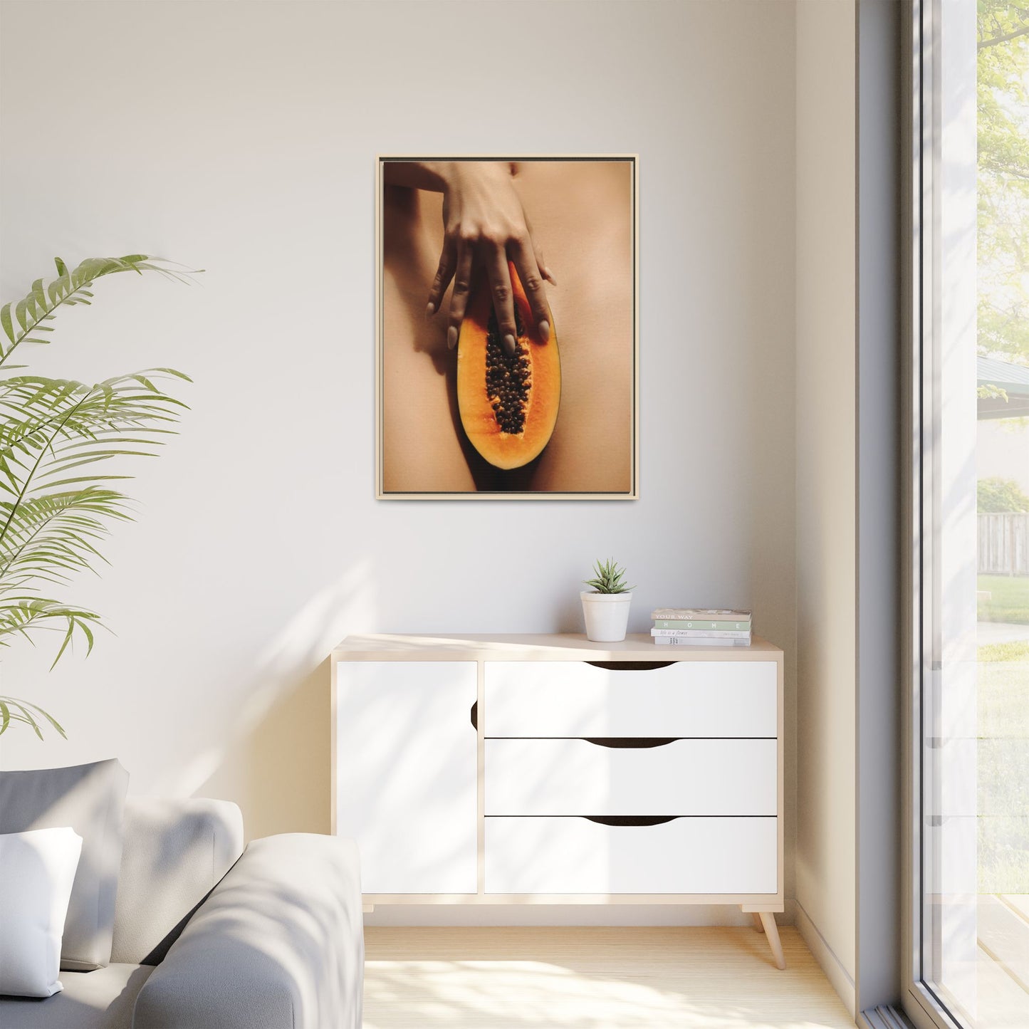 Framed Matte Canvas Art — Sensual Papaya Photo Print