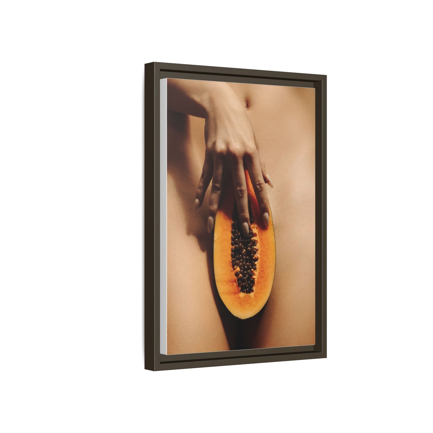 Framed Matte Canvas Art — Sensual Papaya Photo Print