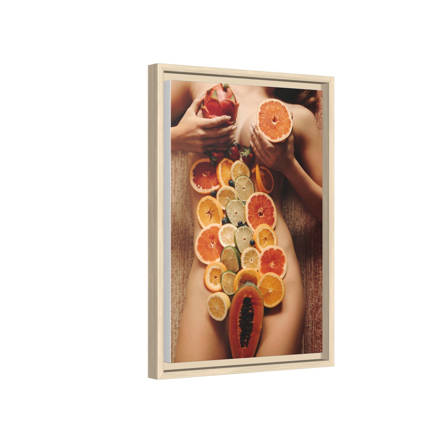 Framed Matte Canvas Art — Sensual Fruit Still Life Wall Decor