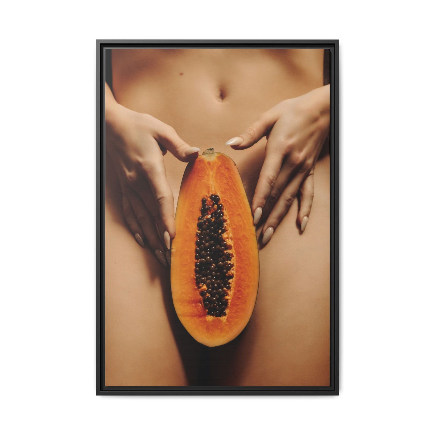 Framed Matte Canvas - Sensual Papaya Nude Art Print