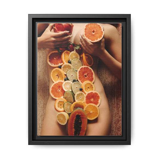 Framed Matte Canvas Art — Sensual Fruit Still Life Wall Decor