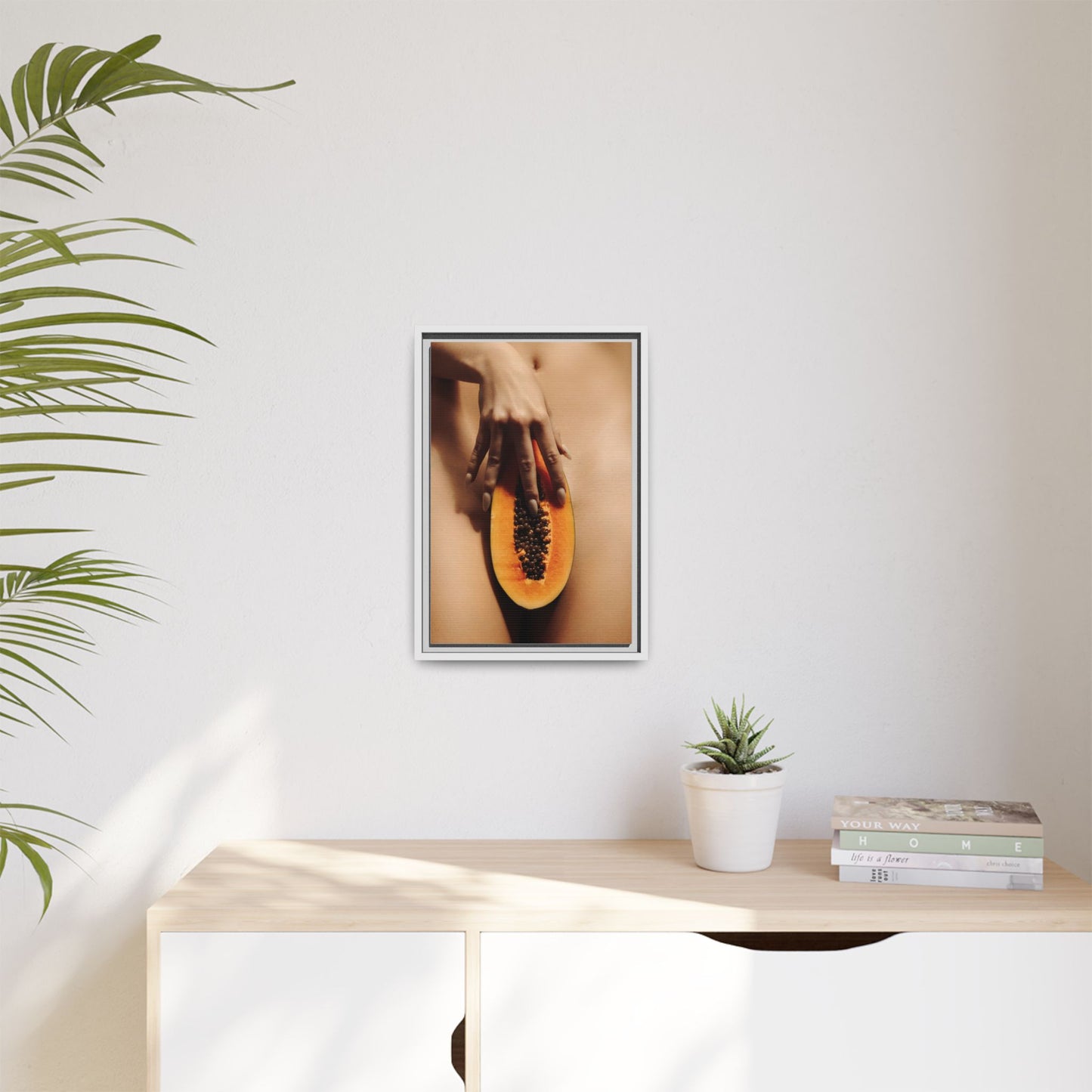 Framed Matte Canvas Art — Sensual Papaya Photo Print