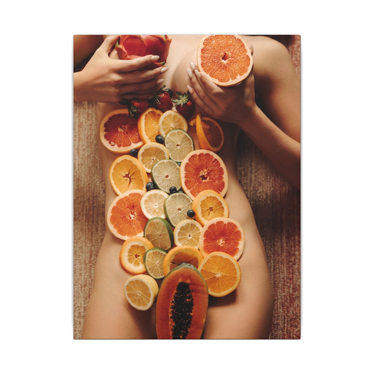 Nude Body Fruit Still Life Matte Canvas Wall Art