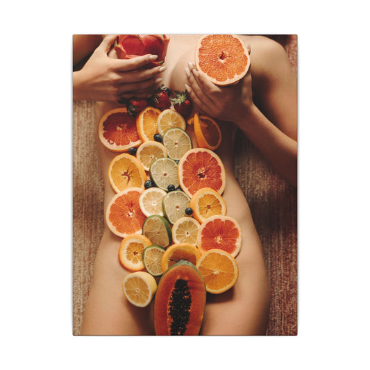 Nude Body Fruit Still Life Matte Canvas Wall Art