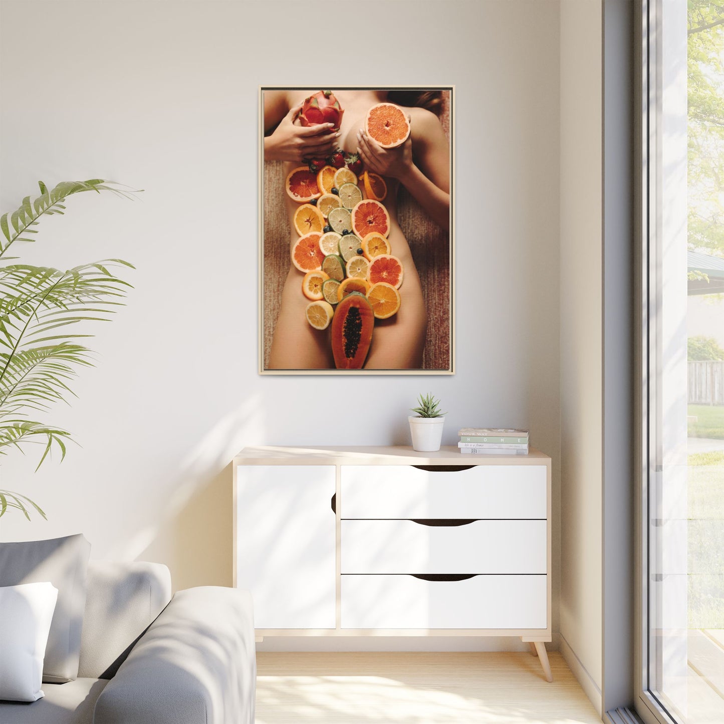 Framed Matte Canvas Art — Sensual Fruit Still Life Wall Decor