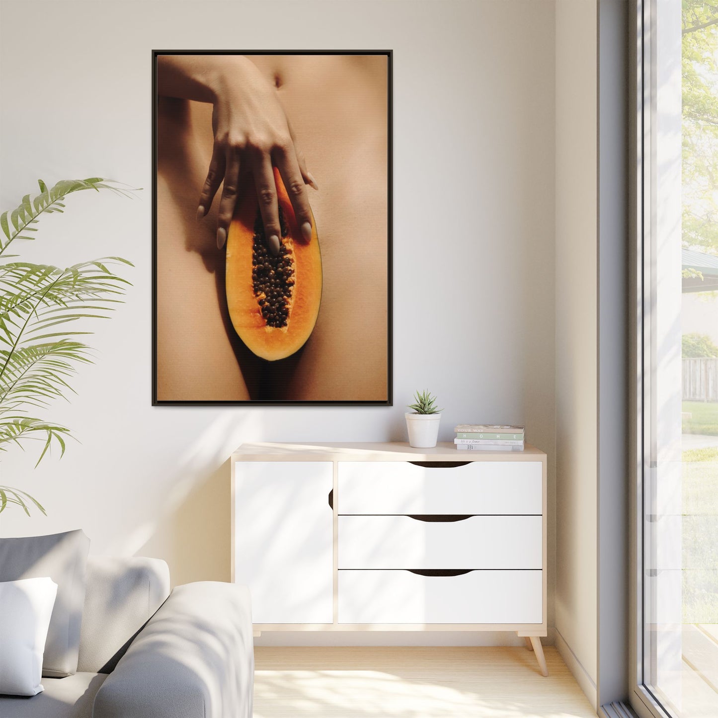 Framed Matte Canvas Art — Sensual Papaya Photo Print