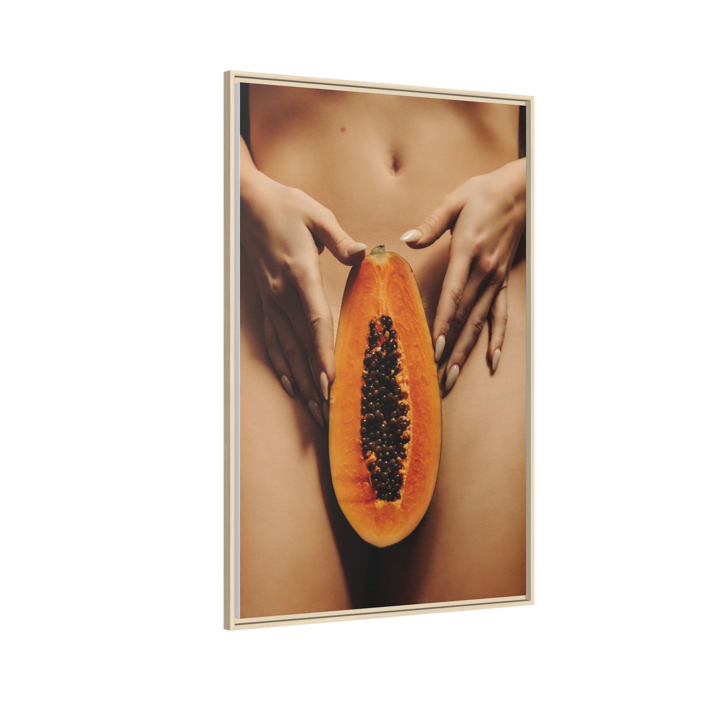 Framed Matte Canvas - Sensual Papaya Nude Art Print