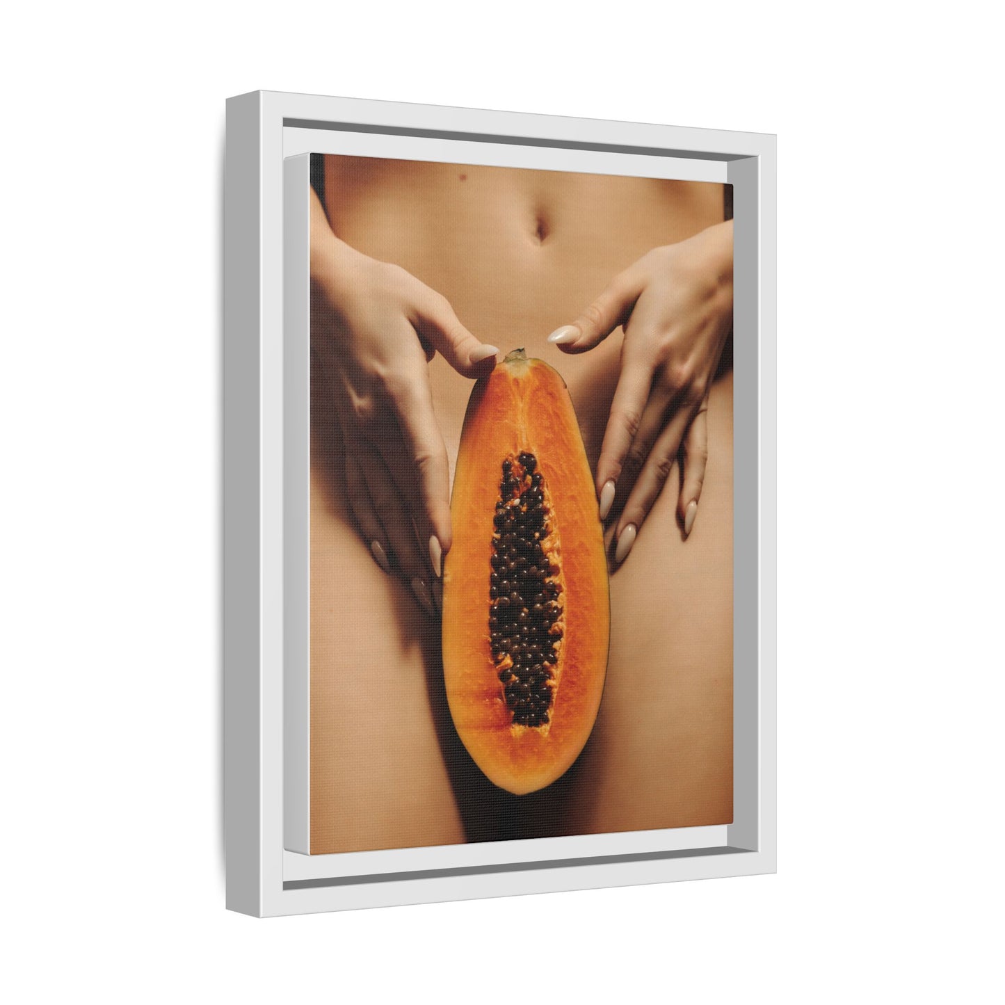 Framed Matte Canvas - Sensual Papaya Nude Art Print
