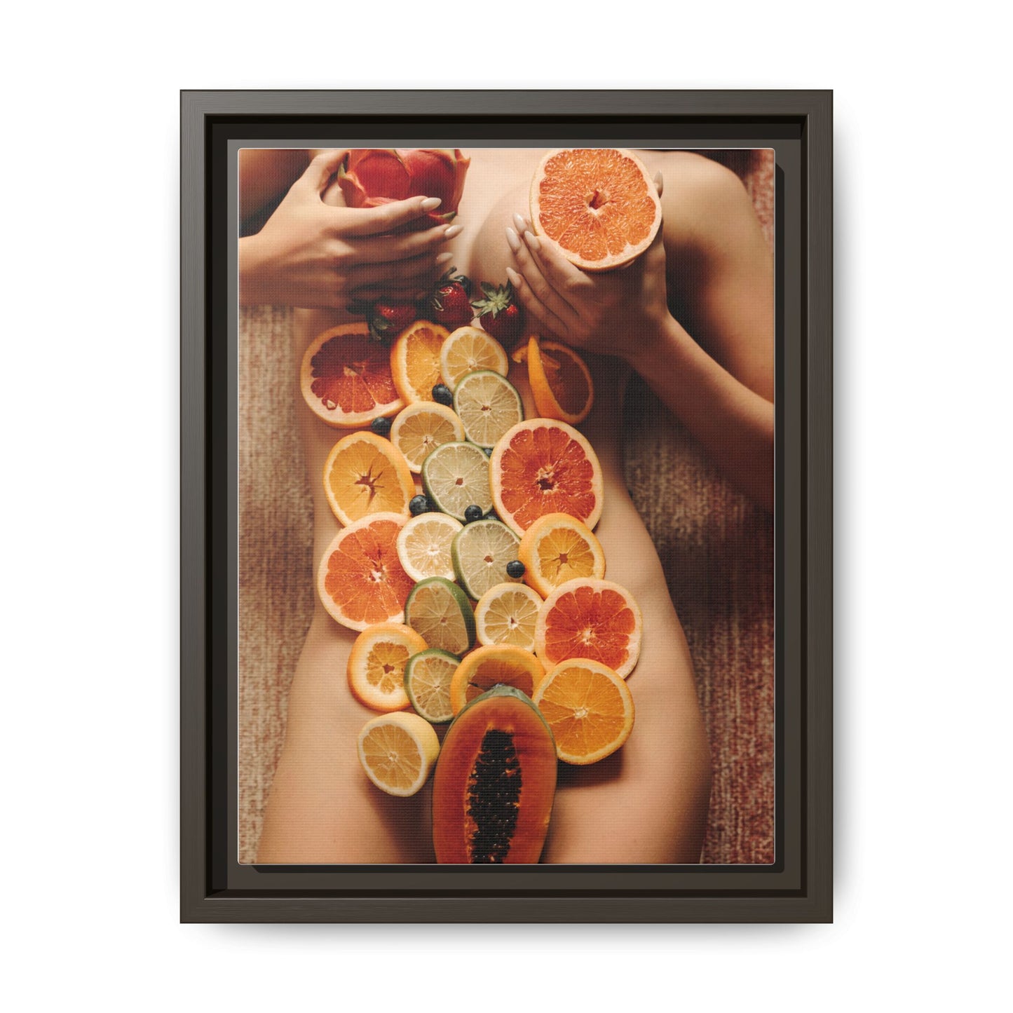 Framed Matte Canvas Art — Sensual Fruit Still Life Wall Decor