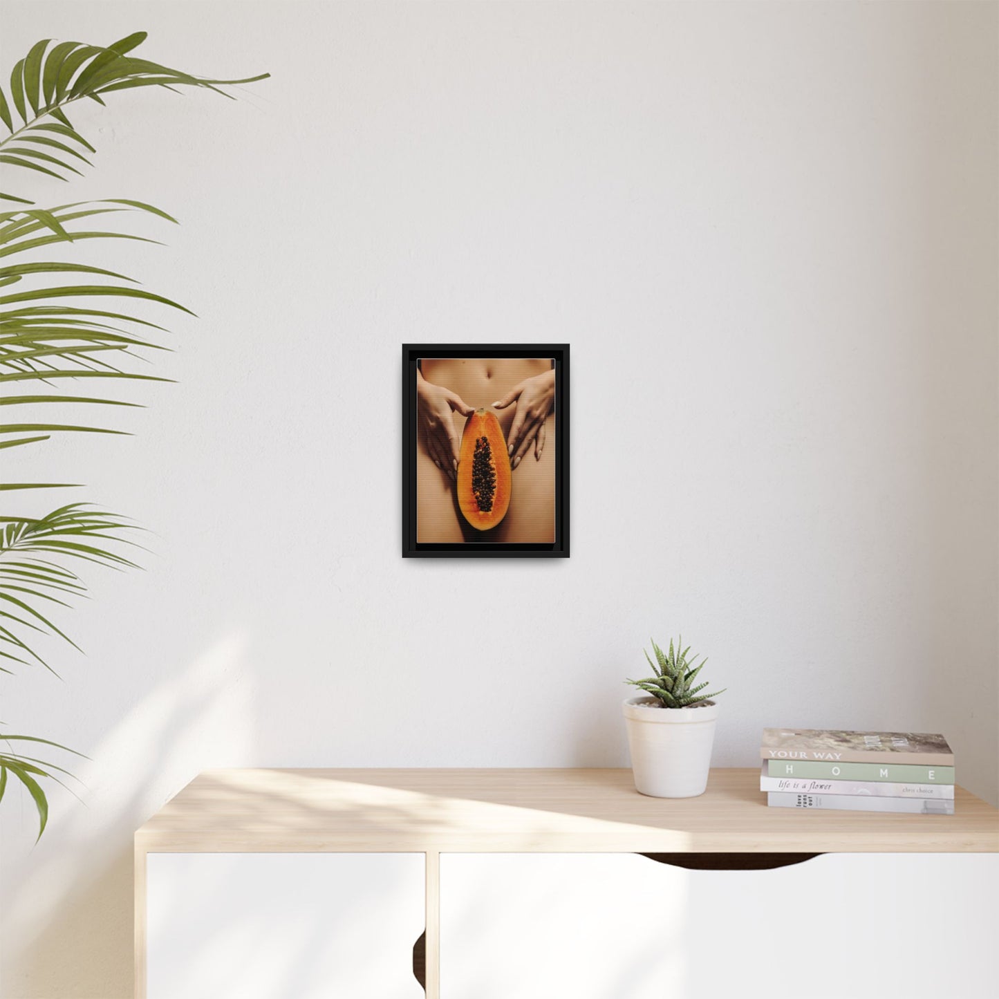Framed Matte Canvas - Sensual Papaya Nude Art Print