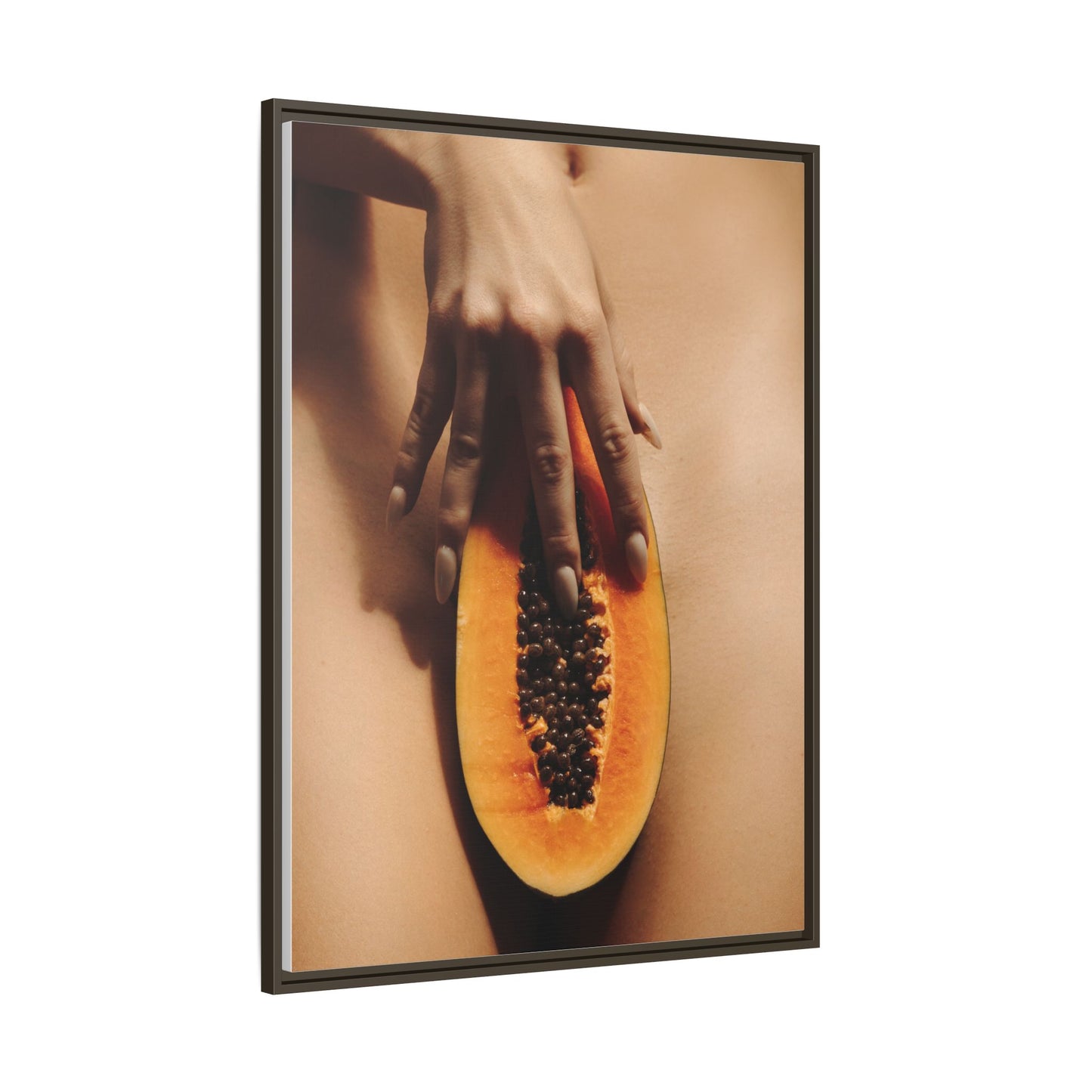 Framed Matte Canvas Art — Sensual Papaya Photo Print
