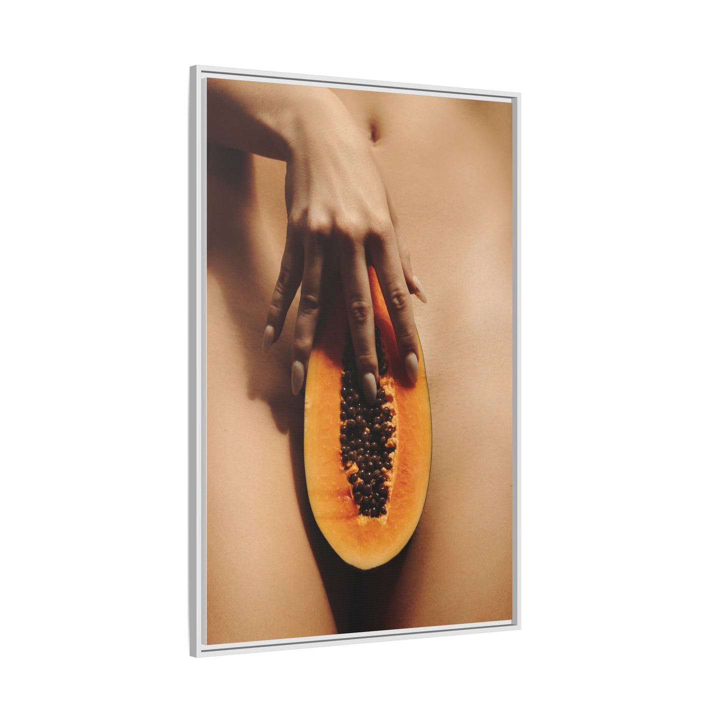 Framed Matte Canvas Art — Sensual Papaya Photo Print