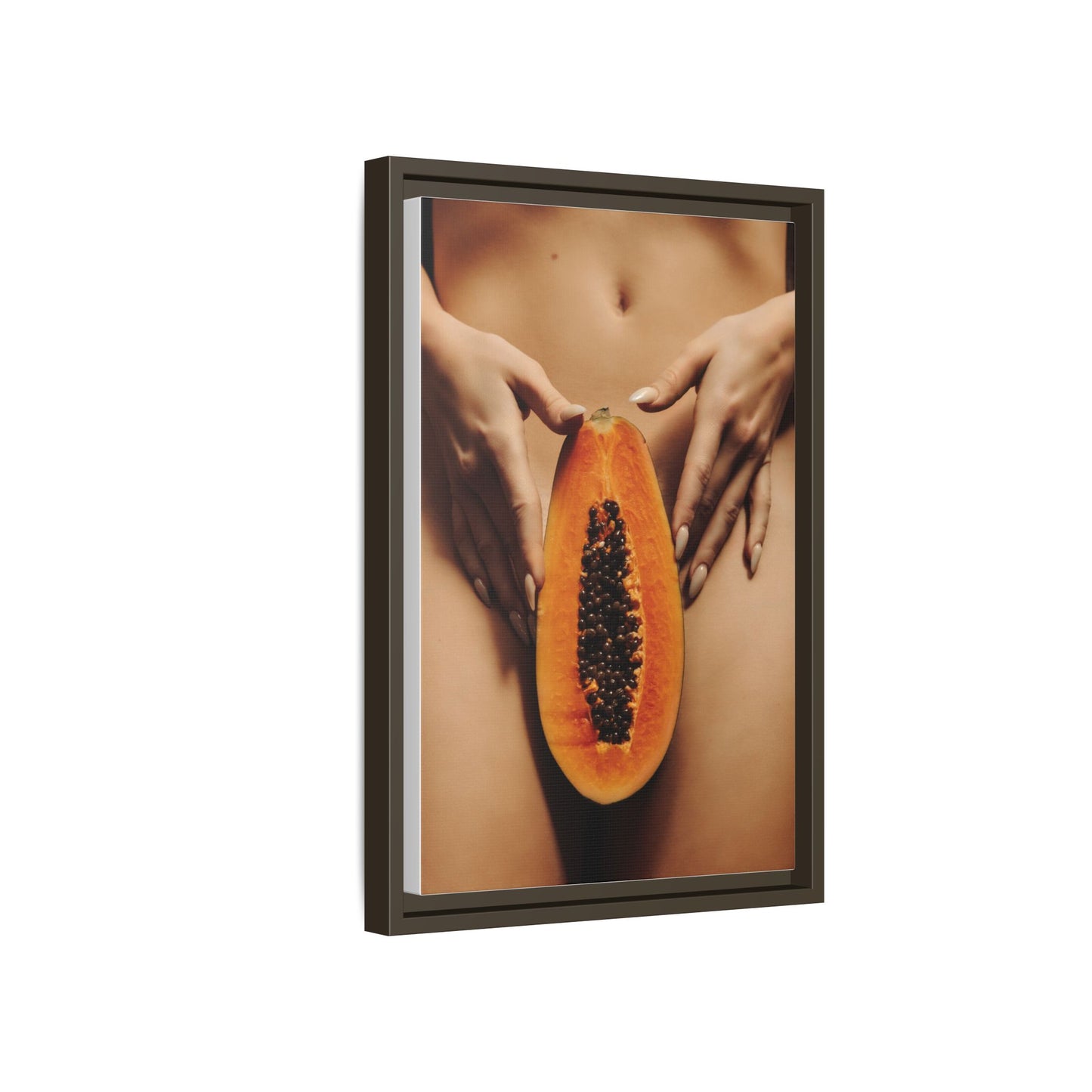 Framed Matte Canvas - Sensual Papaya Nude Art Print