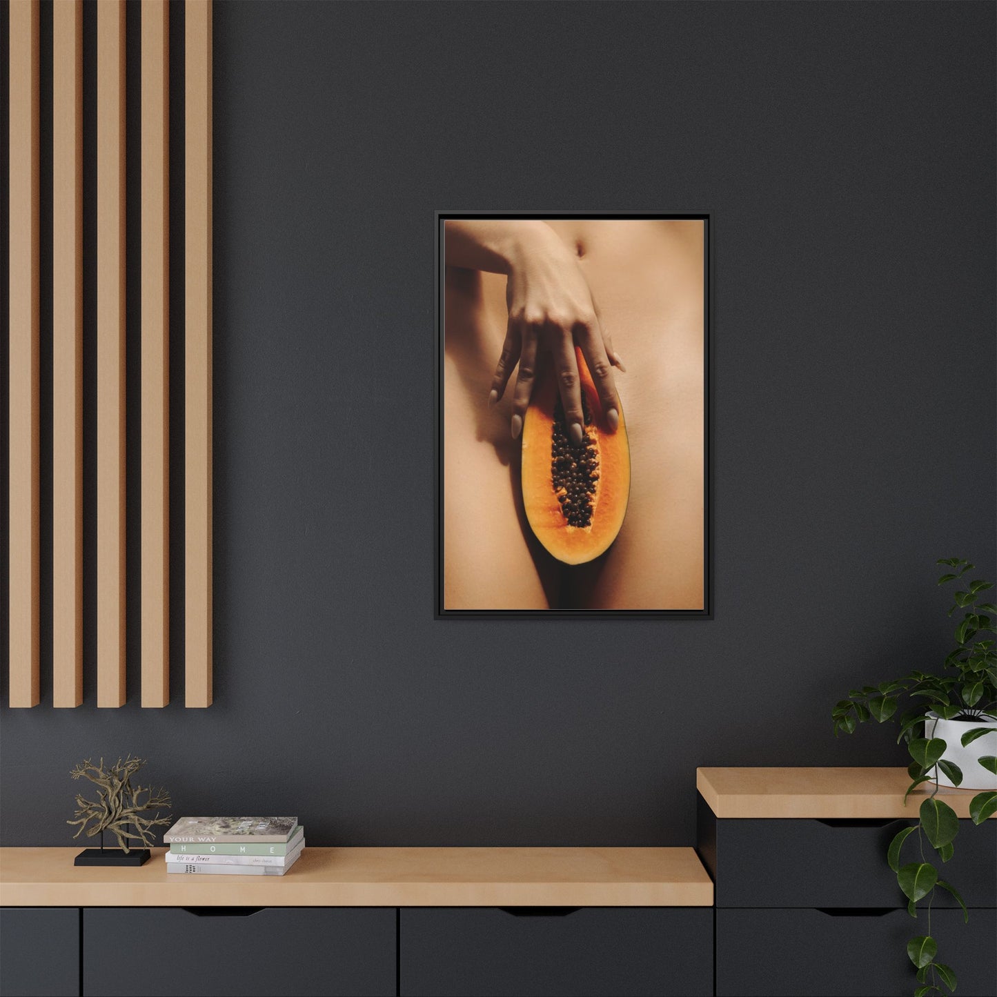 Framed Matte Canvas Art — Sensual Papaya Photo Print