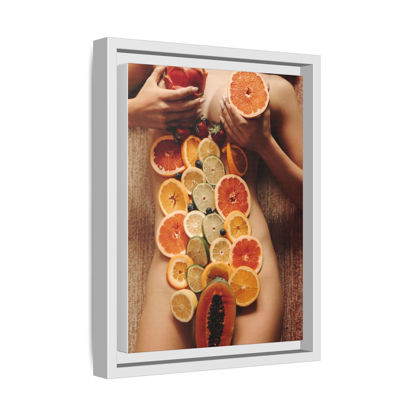 Framed Matte Canvas Art — Sensual Fruit Still Life Wall Decor