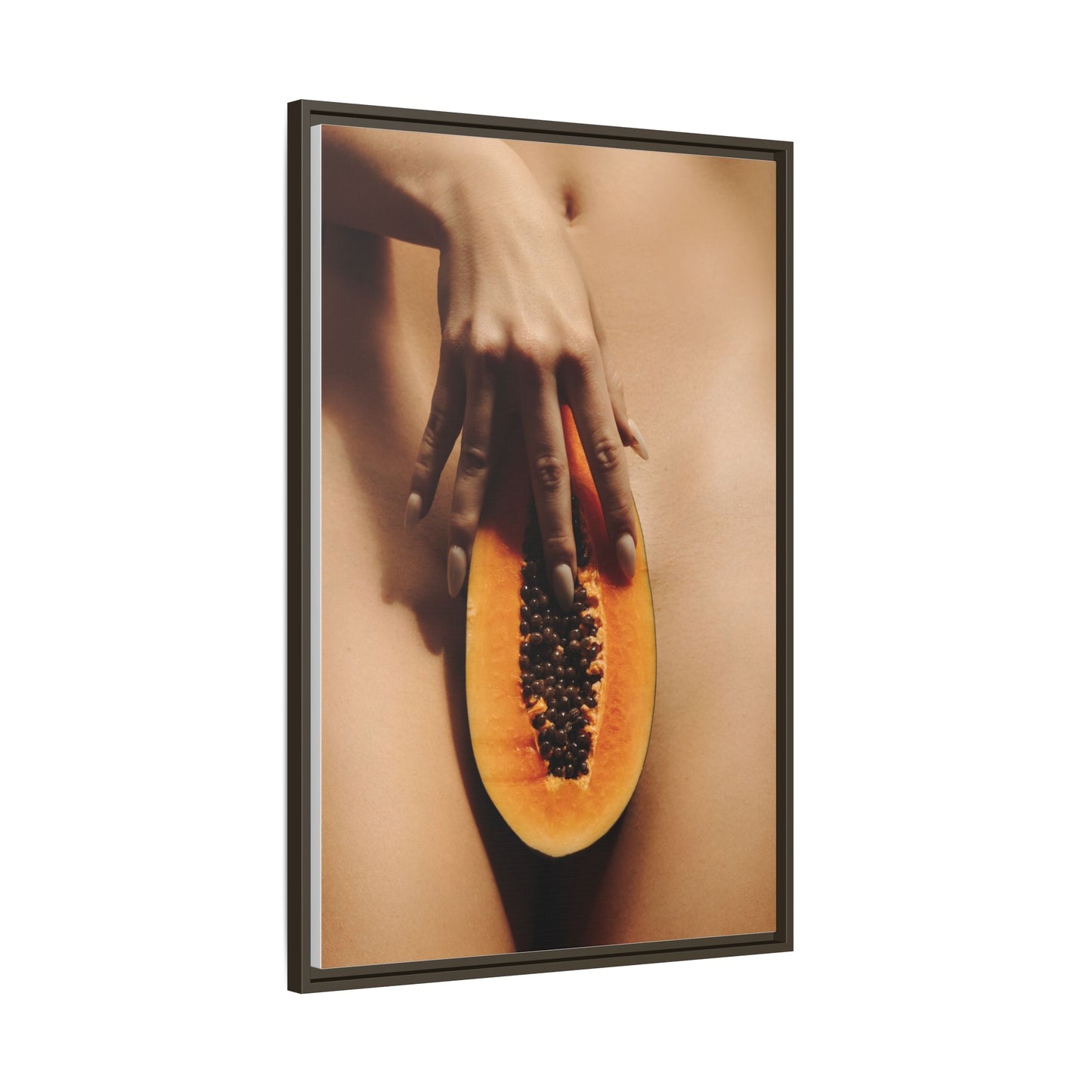 Framed Matte Canvas Art — Sensual Papaya Photo Print