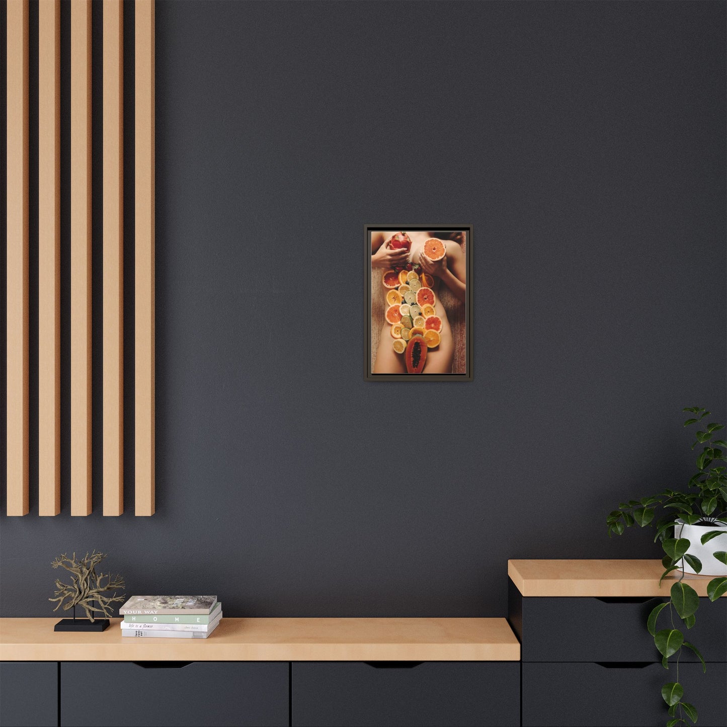 Framed Matte Canvas Art — Sensual Fruit Still Life Wall Decor