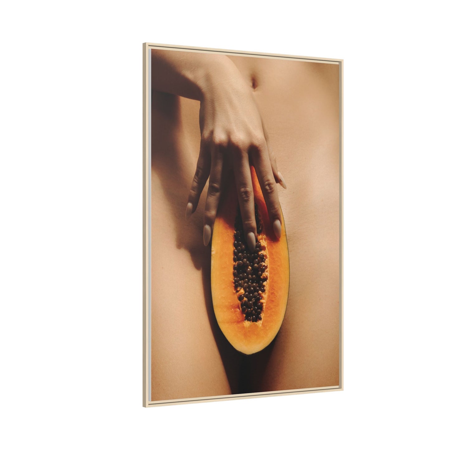 Framed Matte Canvas Art — Sensual Papaya Photo Print
