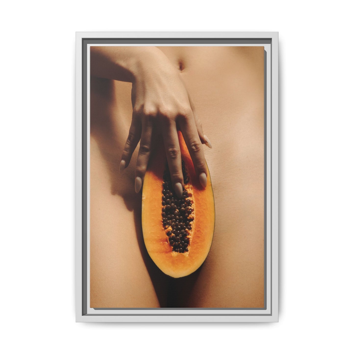 Framed Matte Canvas Art — Sensual Papaya Photo Print