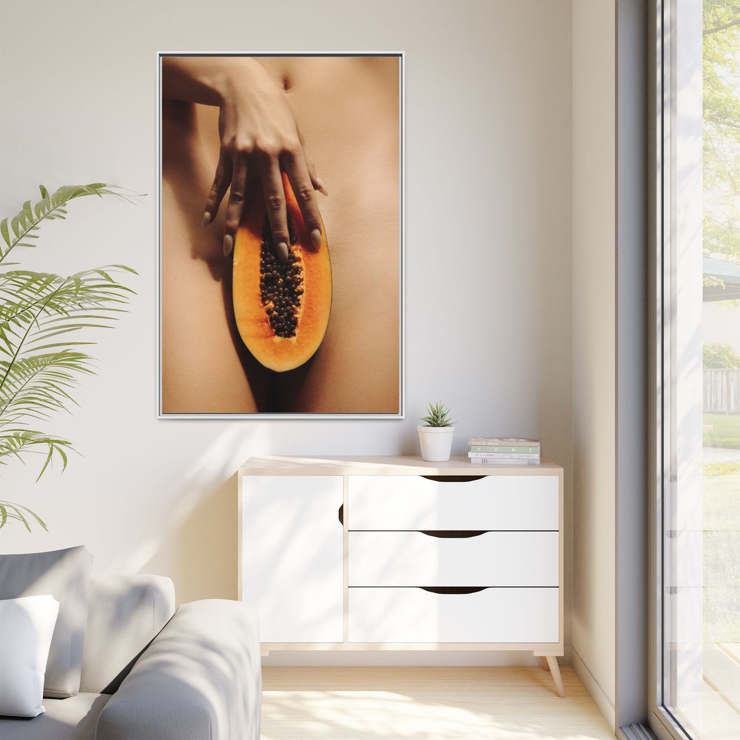 Framed Matte Canvas Art — Sensual Papaya Photo Print