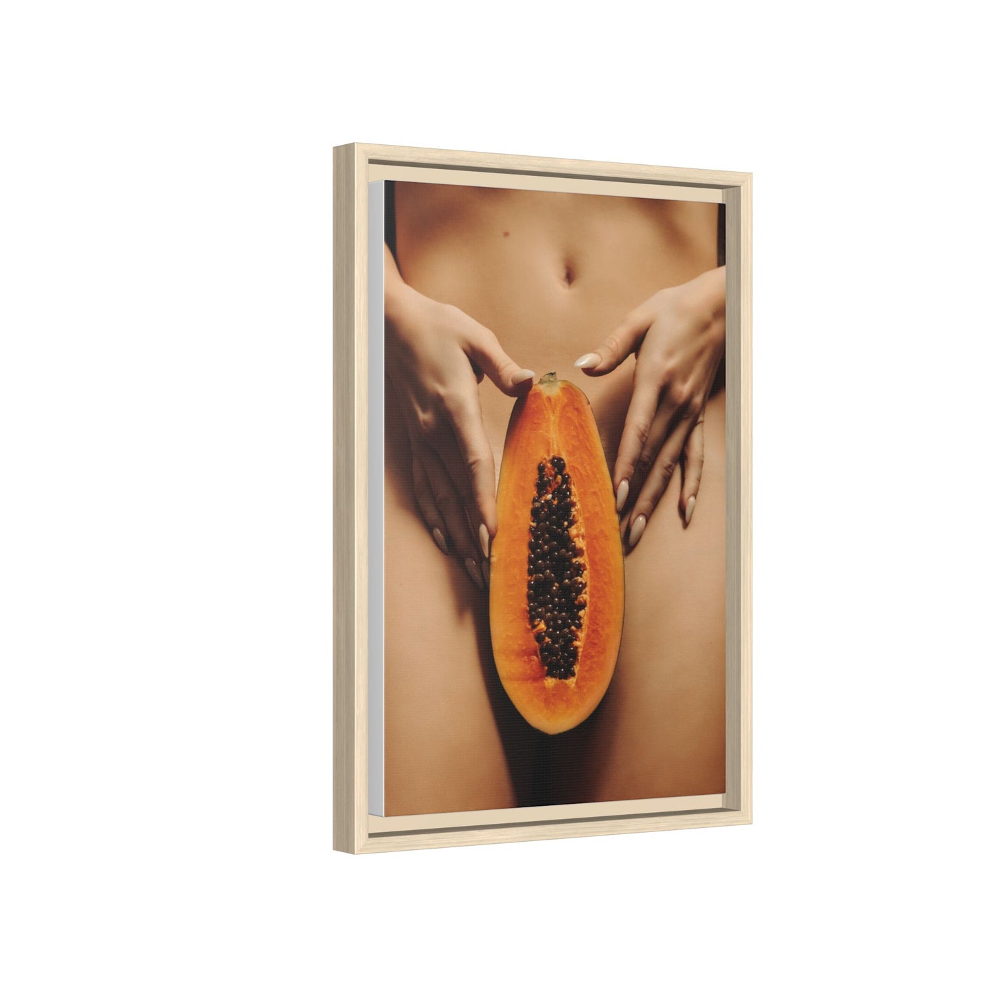 Framed Matte Canvas - Sensual Papaya Nude Art Print