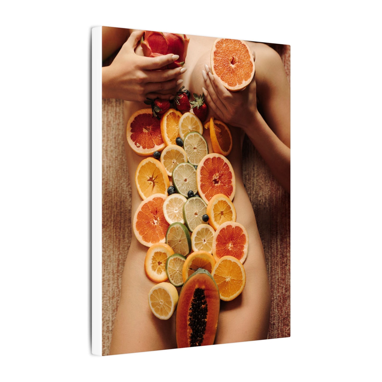 Nude Body Fruit Still Life Matte Canvas Wall Art