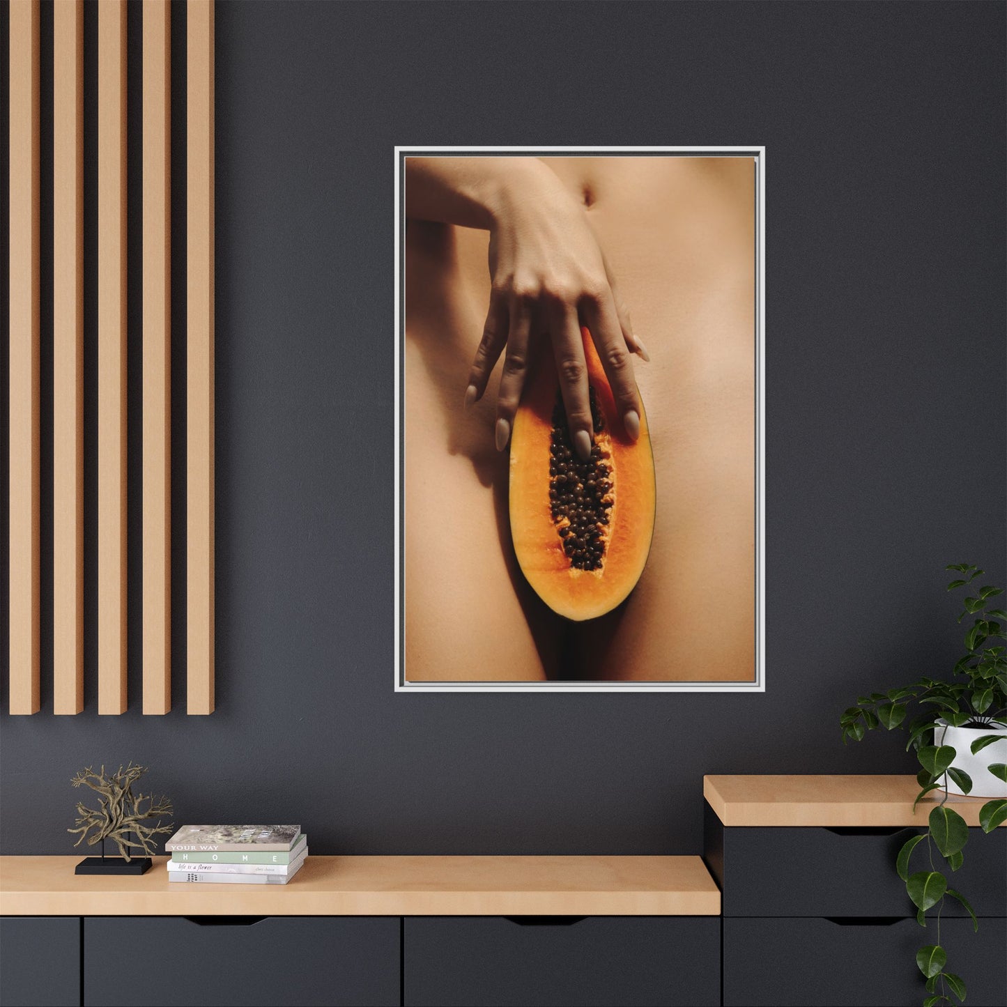 Framed Matte Canvas Art — Sensual Papaya Photo Print