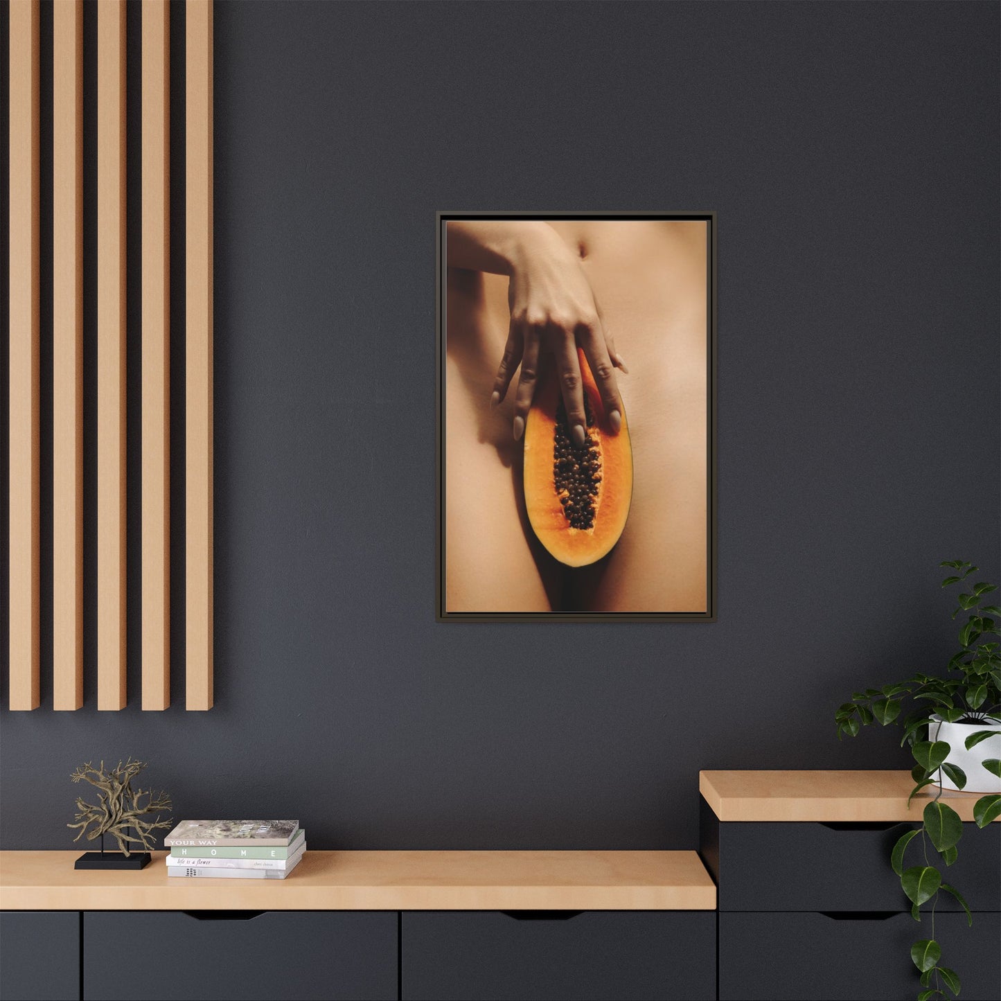 Framed Matte Canvas Art — Sensual Papaya Photo Print