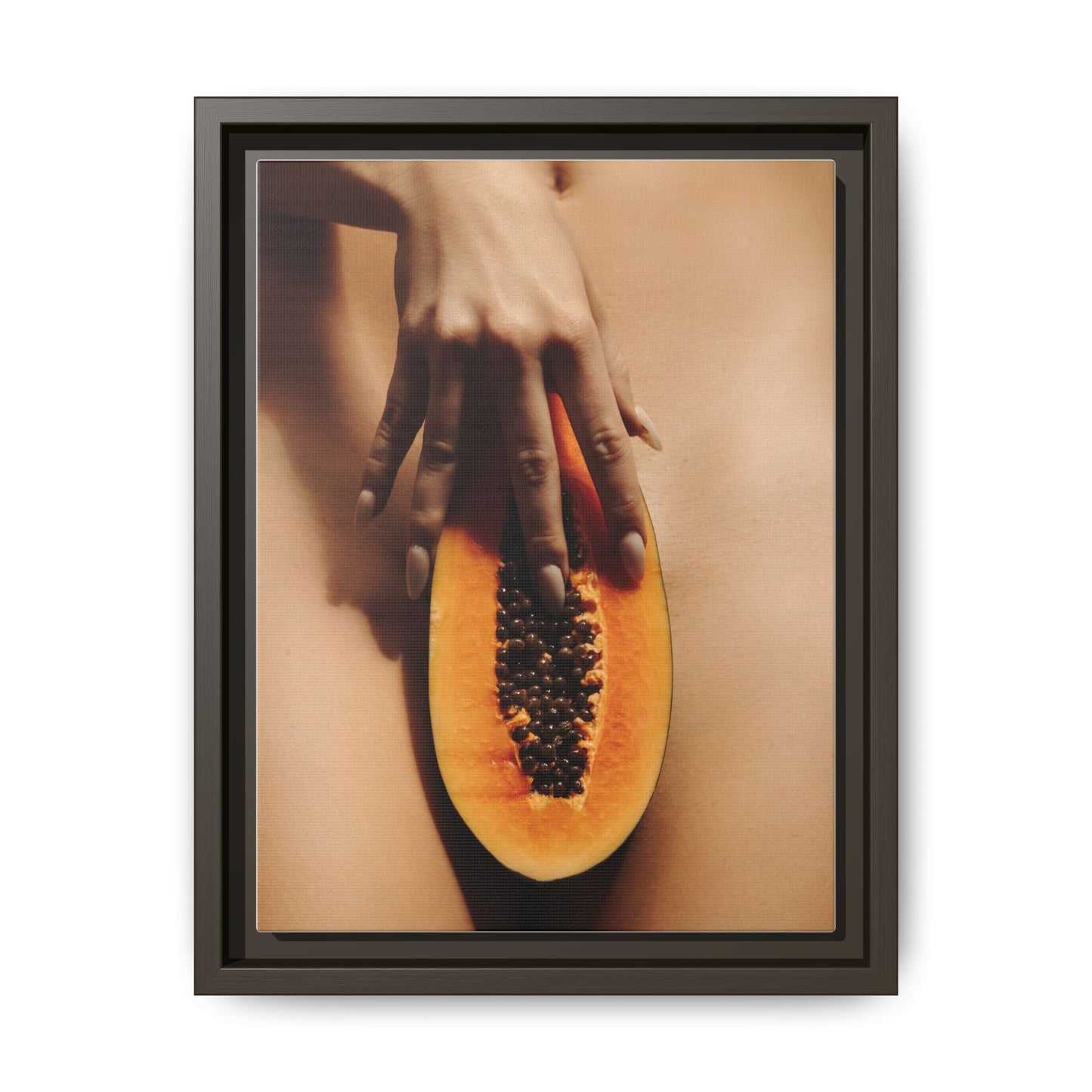 Framed Matte Canvas Art — Sensual Papaya Photo Print