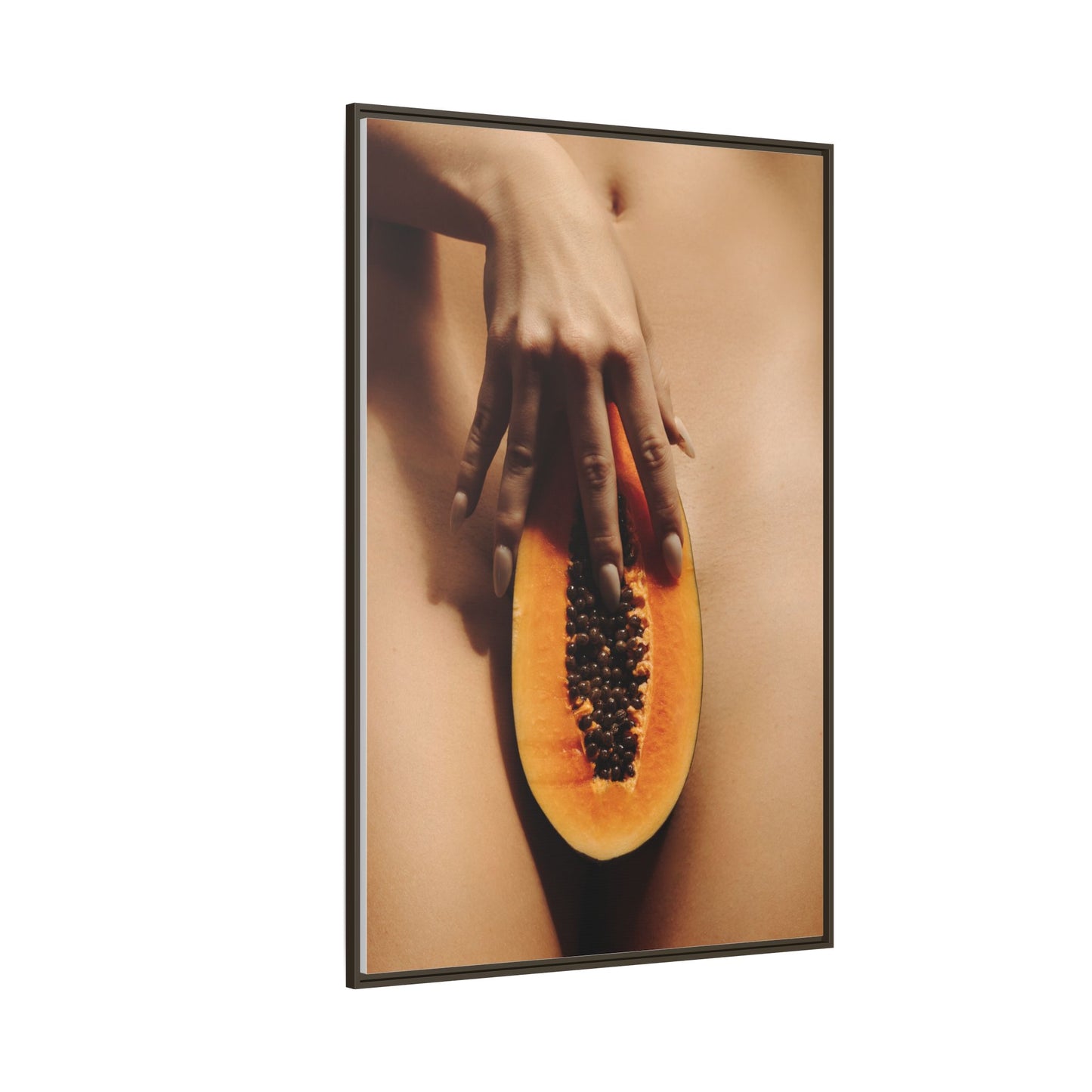 Framed Matte Canvas Art — Sensual Papaya Photo Print