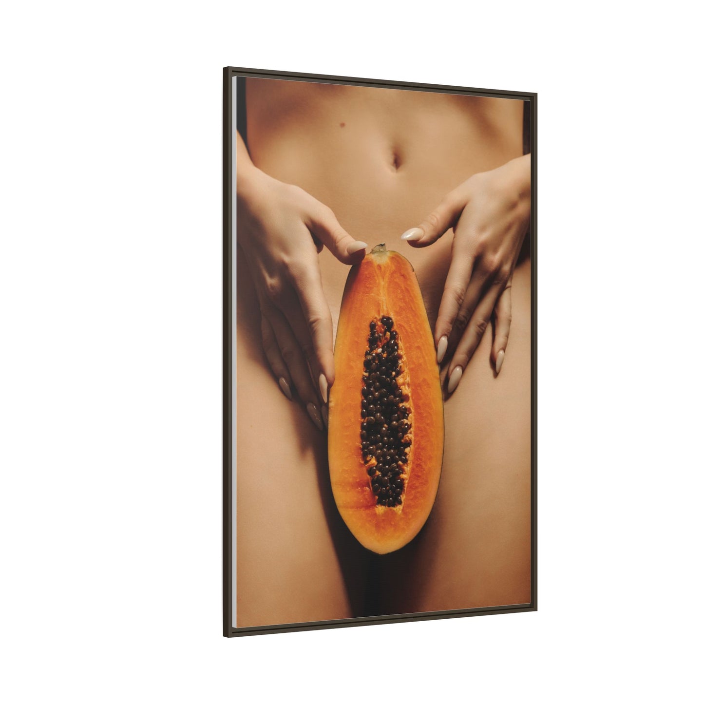 Framed Matte Canvas - Sensual Papaya Nude Art Print